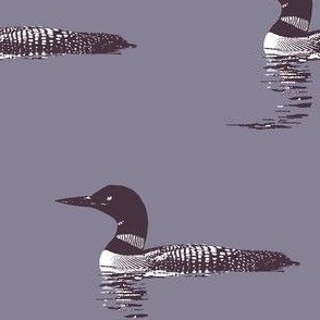 Loon silhouette - midsummer mauve and white