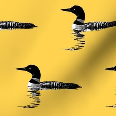 Loon silhouette - black and white on yellow