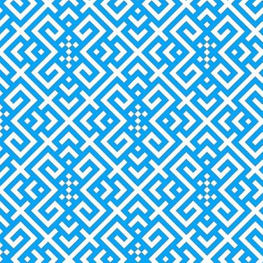 Structural Waves - Makosh - Slavic Geometric Rhombic Folk Motive Ornament - Sky Ligth Blue - Darkened Edges - Middle