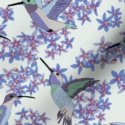 Hummingbird Floral Purple and Silver