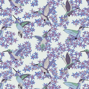 Hummingbird Floral Purple and Silver
