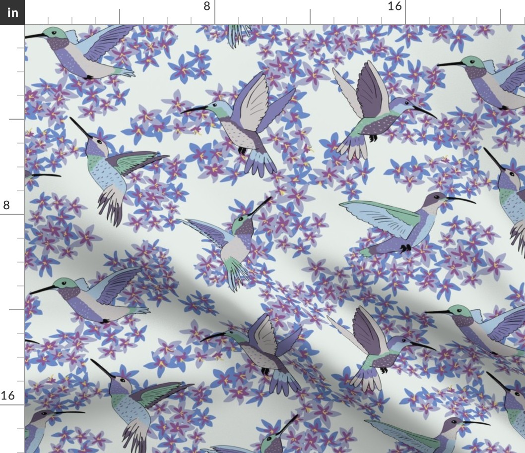 Hummingbird Floral Purple and Silver