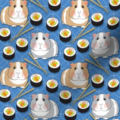 medium guinea pigs and sushi rolls on sashiko