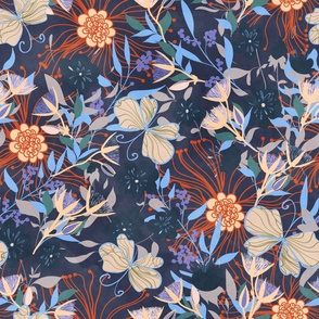  Australian Floral Summer / navy background