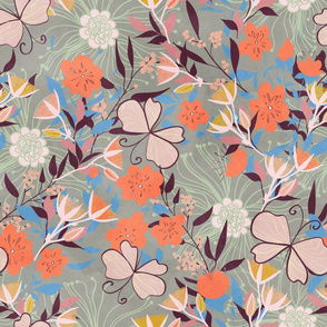 Australian Floral Summer / grey background