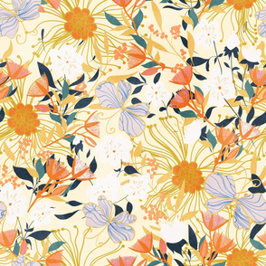 Australian Floral Summer / yellow background