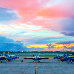 63-12 The first Blue Angels F/A-18 Super Hornets, parked on the flight line at Naval Air Station Pensacola, Florida.