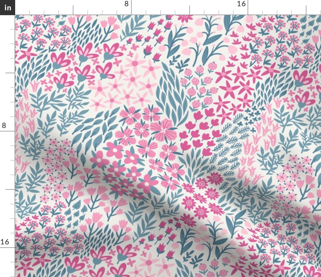 Large scale. Blooming flowers. Pink floral design 