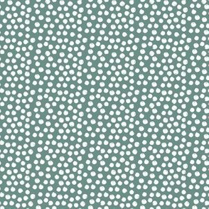 6" White and Teal Polka Dots