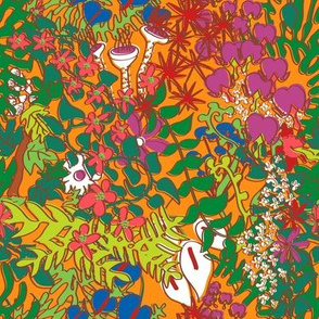 Psychedelic Vines in Mod Mango Orange