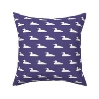 Small abstract loon silhouette - white on purple