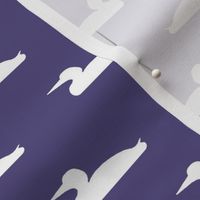 Small abstract loon silhouette - white on purple