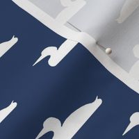 Small abstract loon silhouette - white on navy