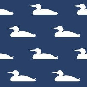 Small abstract loon silhouette - white on navy