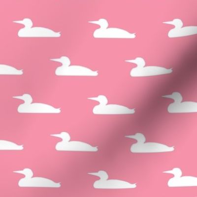 Small abstract loon silhouette - white on pink