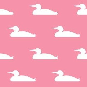 Small abstract loon silhouette - white on pink