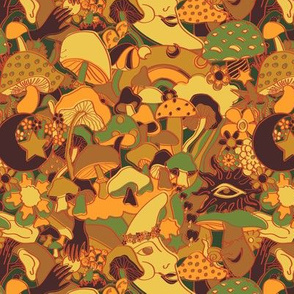 Magical Mushroom World in Earthy Ochre