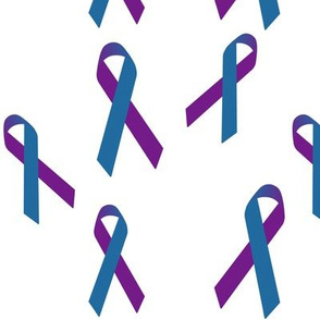 Tossed Blue and Purple Awareness Ribbons