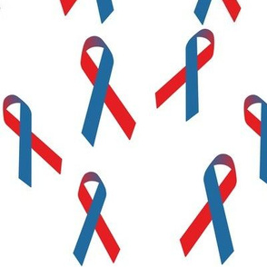 Tossed Blue and Red Awareness Ribbons
