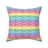 Crochet Hook Stripes Rainbow on White