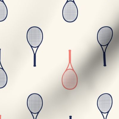 Simple tennis rackets in navy and orange