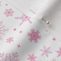 Pink Snowflakes on White