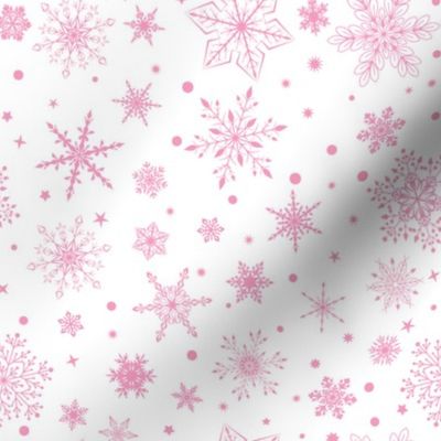 Pink Snowflakes on White