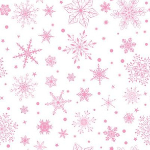 Pink Snowflakes on White