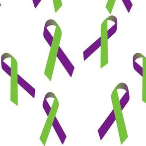 Tossed Green and Purple Awareness Ribbons