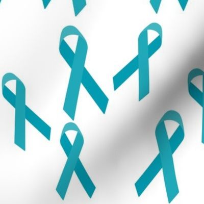 Tossed Turquoise Awareness Ribbons