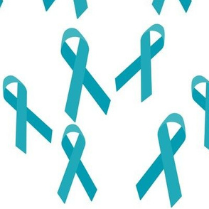 Tossed Turquoise Awareness Ribbons