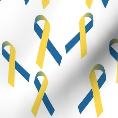 Tossed Yellow and Blue Ribbons