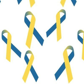 Tossed Yellow and Blue Ribbons