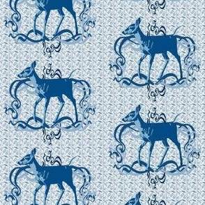 3x2-Inch Repeat of Tiny Deer in Classic Blue