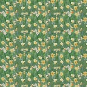 3x2-Inch Repeat of Tiny Daffodils and Jonquils