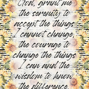 Serenity Prayer Sunflower Watercolor Floral - 54x72 inches