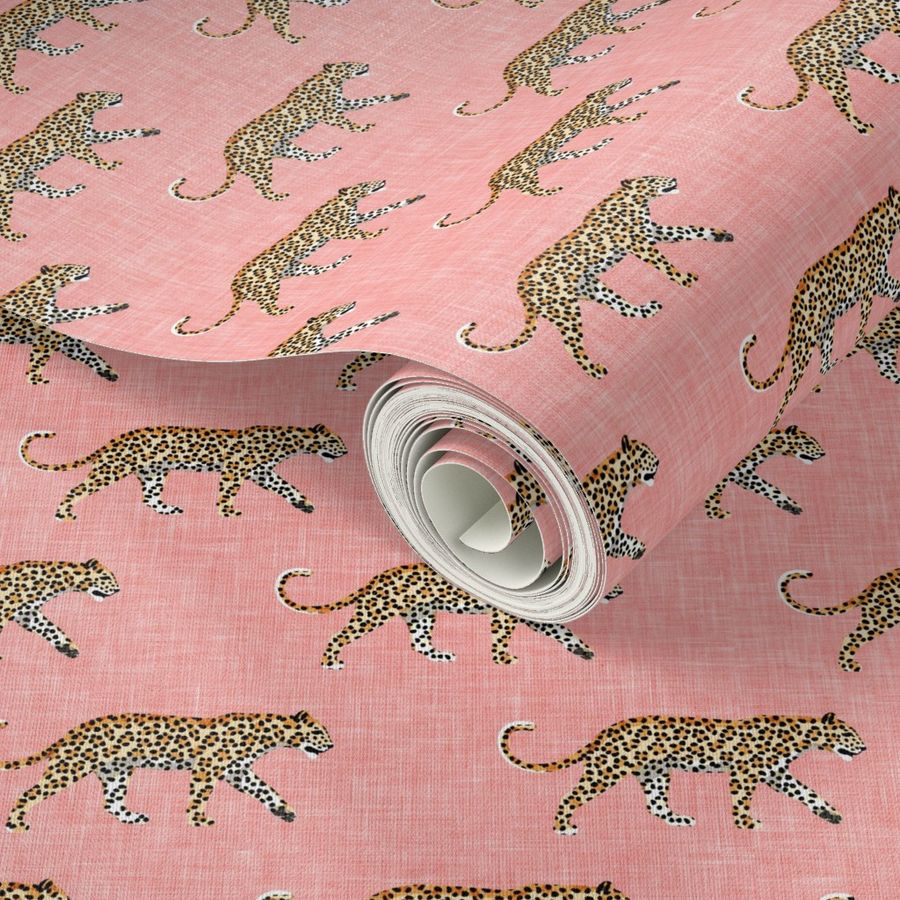 (small scale) Leopards - walking - pink - LAD20