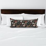 Maya Boho Floral - Black, Large Scale