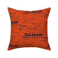 Colorado cities, orange and navy