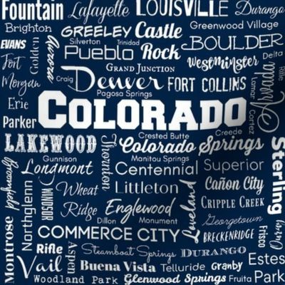Colorado cities, navy blue