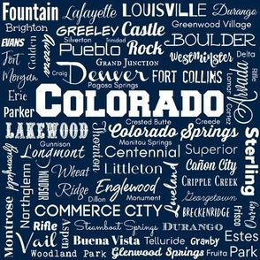 Colorado cities, navy blue