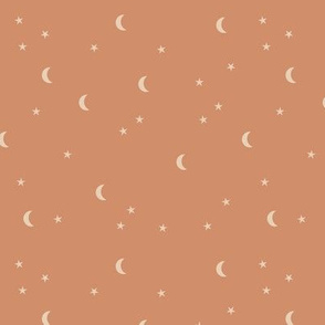 Dreamy night counting stars under the moon boho camping trip fall winter retro orange beige SMALL