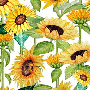 Sunflower Yellow Fabric, Wallpaper and Home Decor | Spoonflower