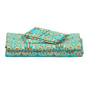 turquoise tile coral mint Neo Art Deco  table runner tablecloth napkin placemat dining pillow duvet cover throw blanket curtain drape upholstery cushion duvet cover wallpaper fabric living decor clothing shirt 