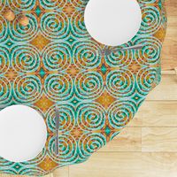  spiral faces  mint coral emerald boho trending spring summer Neo Art Deco table runner tablecloth napkin placemat dining pillow duvet cover throw blanket curtain drape upholstery cushion duvet cover wallpaper fabric living decor clothing shirt