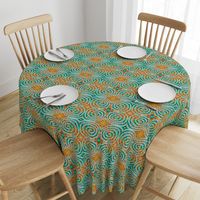  spiral faces  mint coral emerald boho trending spring summer Neo Art Deco table runner tablecloth napkin placemat dining pillow duvet cover throw blanket curtain drape upholstery cushion duvet cover wallpaper fabric living decor clothing shirt