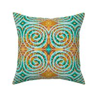  spiral faces  mint coral emerald boho trending spring summer Neo Art Deco table runner tablecloth napkin placemat dining pillow duvet cover throw blanket curtain drape upholstery cushion duvet cover wallpaper fabric living decor clothing shirt