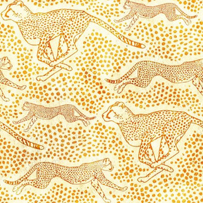 Chasing Cheetahs - saturated brown, yellow and cream with chalk texture