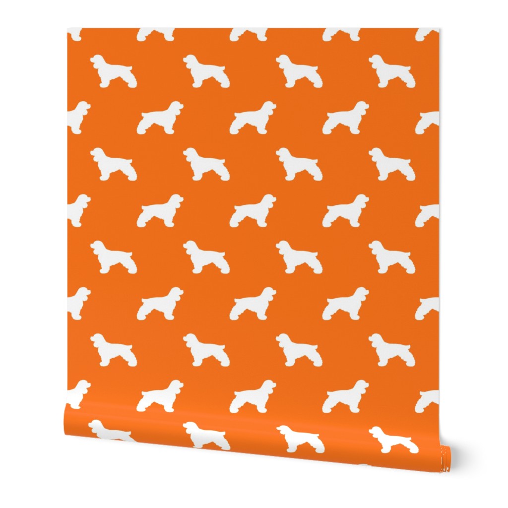 cocker spaniel silhouette fabric - orange