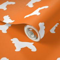 cocker spaniel silhouette fabric - orange